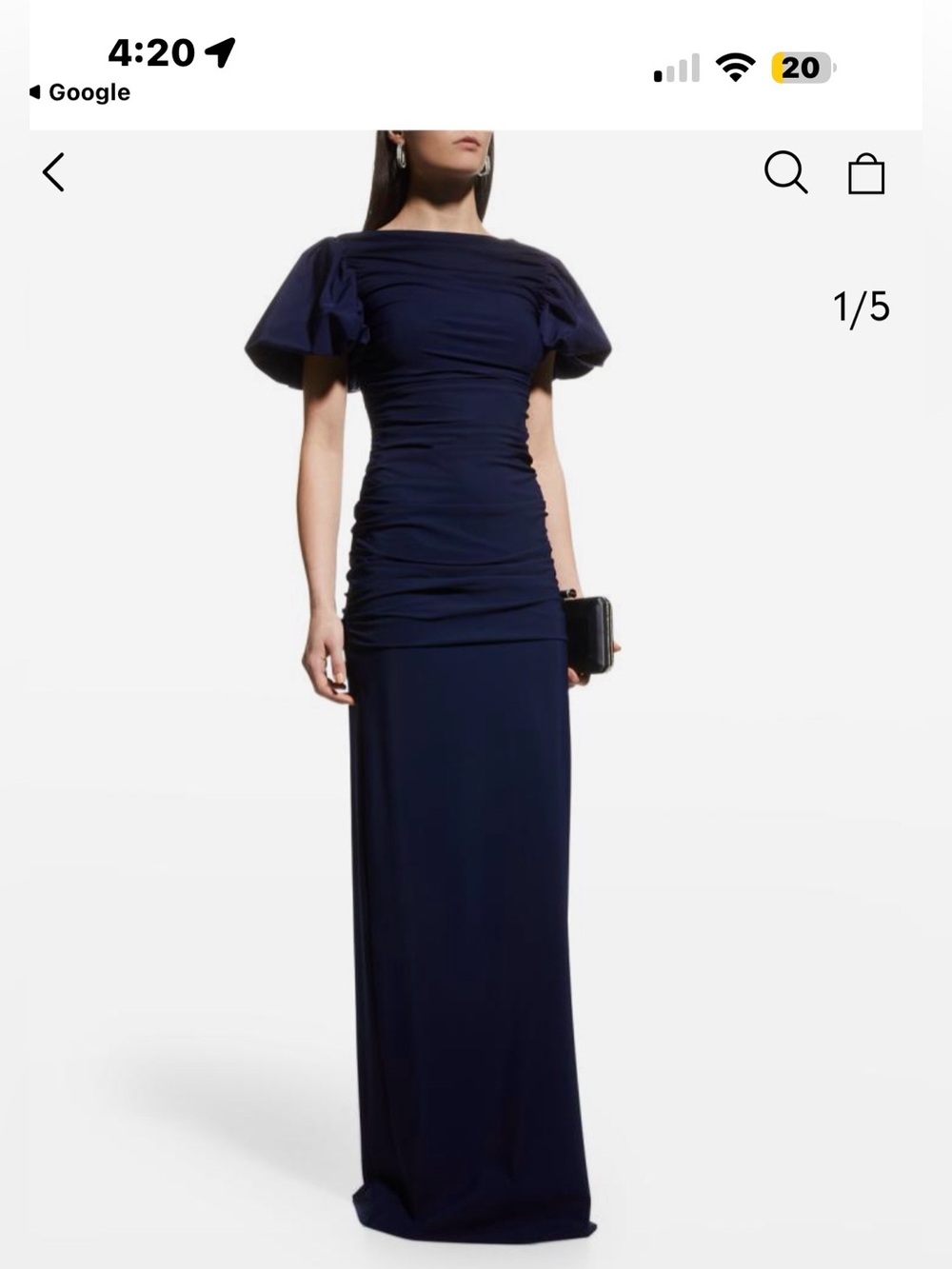 Chiara Boni Hiromi Navy Ruched Maxi Dress with Statement Sleeves size 4